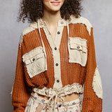Rust Open Weave Crop Jacket