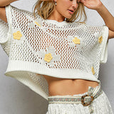 Easy Bloom Crochet Applique Pullover