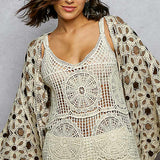 Floral Foundation Crochet Dolman Sleeve Cardigan