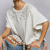 Ivory Lace + Pearl Flowy Top