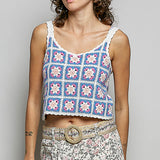 Justa Little Blue Boho Babe Granny Crochet Tank