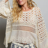 Natural Crafted Crochet Bell Sleeve Top