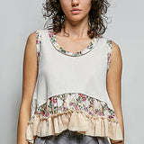 Almond Floral Flutter Hem Tank
