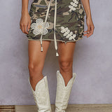 Camo Came To Town Terry Knit Patch Skirt