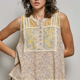 Ditsy Mixy Lace Trim Tank
