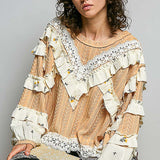 Peach Jam Boho Eyelet Peasant Top
