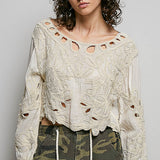Natural Nellie Crochet Accent Pullover