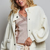Grammies Rib Trim Balloon Sleeve Cardigan | Cream