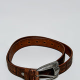 Vintage Buckle Embossed Leather Belt