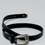 Vintage Buckle Embossed Leather Belt