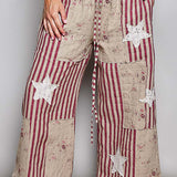Red Quilted Star Patch Stripe Pant