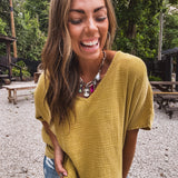 Golden Kiwi Mineral Wash Cotton Gauze Top