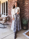 Blue Washed Scarf Print Skirt