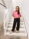 Black Drawstring Wide Leg Pant