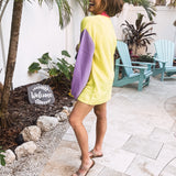 Neon Colorblock Front Button Cardigan