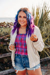 Magenta Multi Plaid Smocked Square Crop Tank