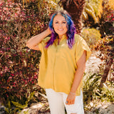 Chartreuse Satin Button Front Pocket Top