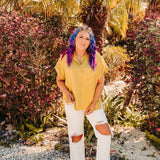 Chartreuse Satin Button Front Pocket Top