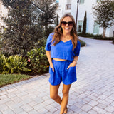 Royal Crinkle Cargo Shorts