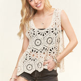Beige Kaleidoscope Crochet Tank