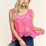 Sunburst Casual Crochet Tank | Bubblegum Pink