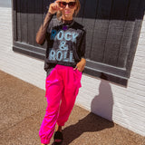Hot Pink Satin Jogger Pants