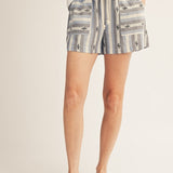 Navy + Blue Cactus Embroidered Short
