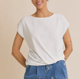 White Faux Knot Hem Tee