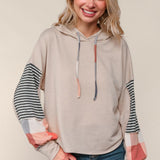 Taupe Plaid + Stripe Mix Hoodie