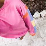 French Terry Colorblock Sleeve Pullover