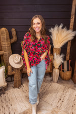 Black + Bright Floral Oversized Dolman