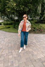 Retro Floral Jacquard Crop Jacket