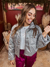 Grey Checkered Teddy Puff Jacket