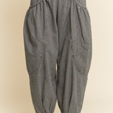 Grey Denim Stripe Barrel Jogger