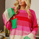 Bright Lights Colorblock Stripe Pocket Sweater