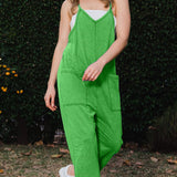 Washed Green Slouchy Jumpsuit with Pockets