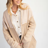 Khaki Mix Thermal Cardigan Jacket