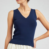 Navy Sleeveless V Neck Sweater Tank