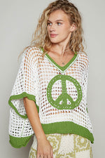 Peace Crochet Open Weave Pullover