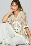 Peace Crochet Open Weave Pullover