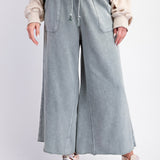 Washed Terry Knit Wide Pant | Faded Teal