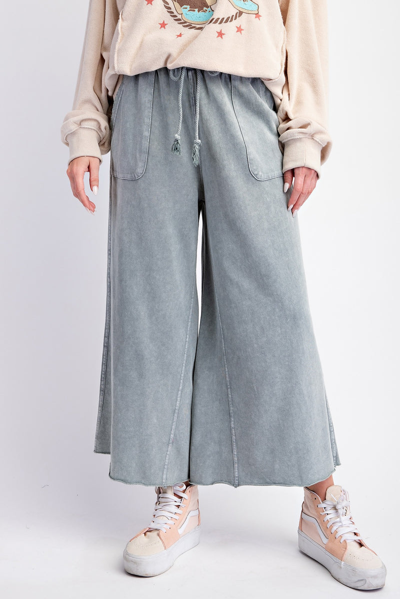 Washed Terry Knit Wide Pant | Faded Teal