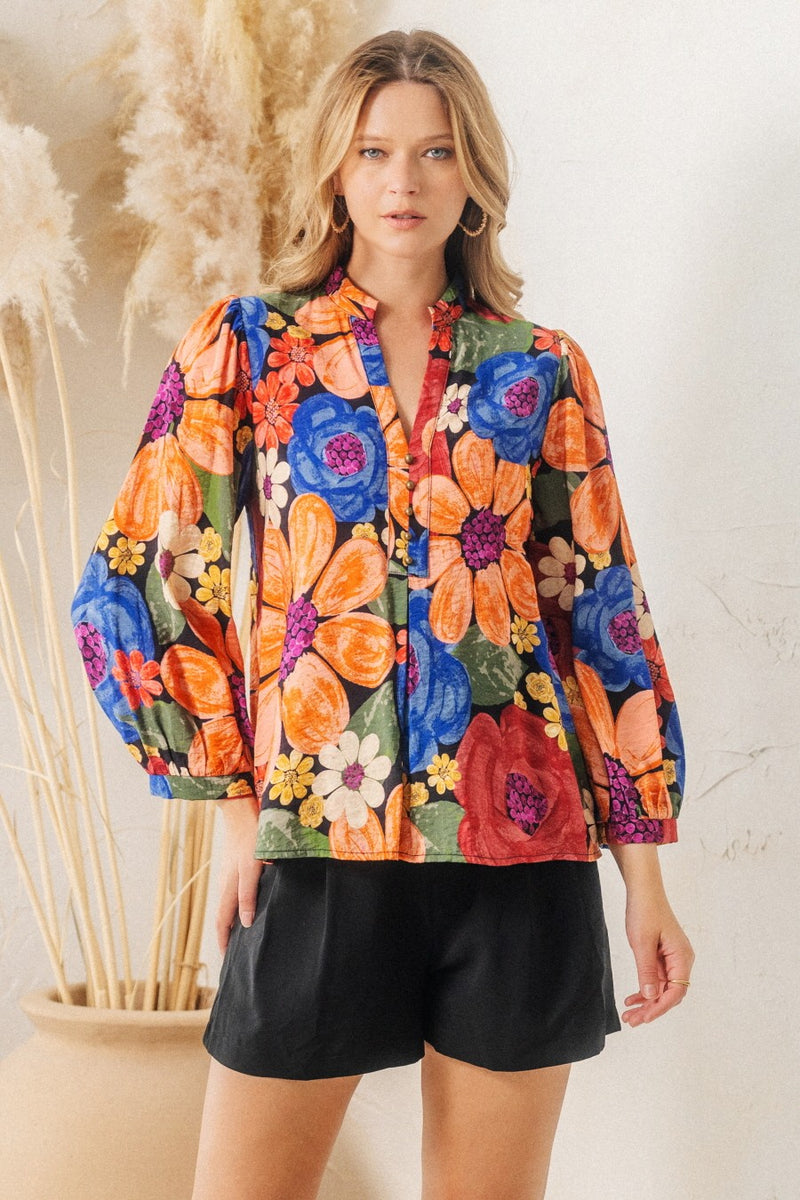 Floral Printed Button Down Blouse