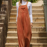 Washed Rust French Terry Button Jumpsuit