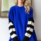 Royal Colorblock Stripe Expose Seam Sweater
