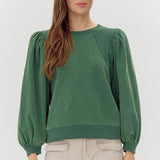 Hunter Green Placket Sleeve Crew