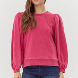 Mauve Placket Sleeve Crew
