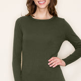 Basic Baby Rib Scoop Neck Long Sleeve