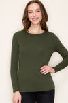 Basic Baby Rib Scoop Neck Long Sleeve