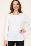 Basic Baby Rib Scoop Neck Long Sleeve